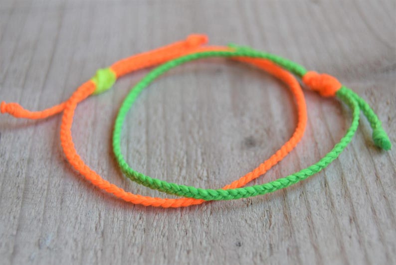 Thin Waxed String Bracelets Neon Friendship Bracelets Neon Etsy UK