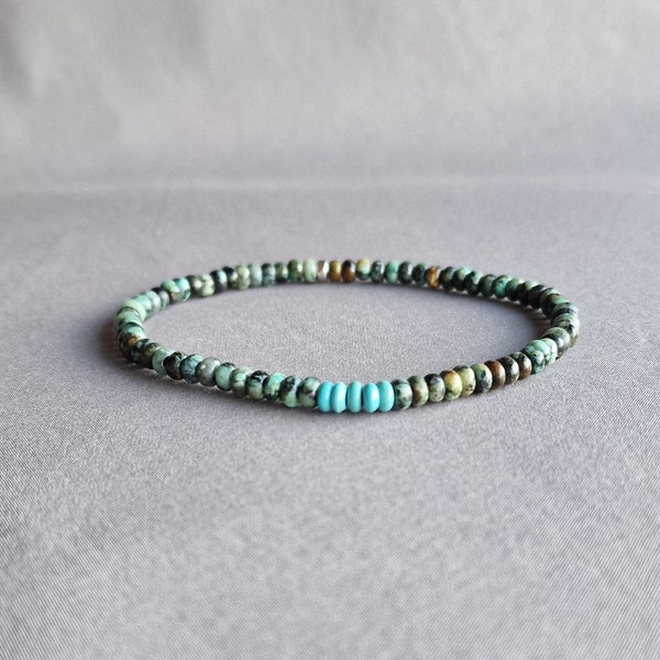 Natural african turquoise bracelet, men beaded bracelet, gift for men, turquoise jewelry