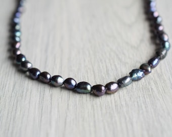 Blue pearl necklace, baroque pearl necklace, freshwater pearl necklace, pearl jewelry, gift for woman