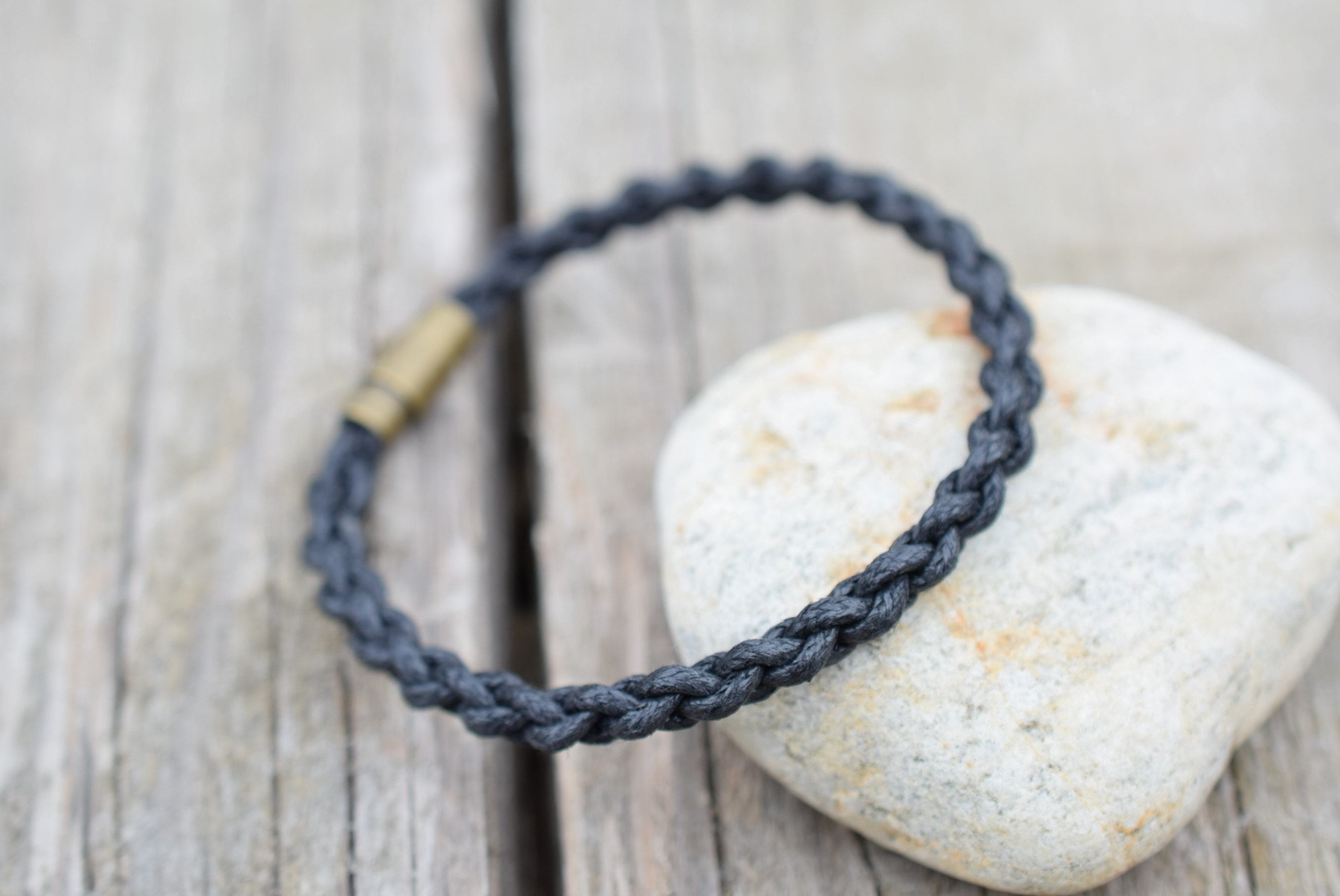 Black rope bracelet, hand braided bracelet, men's bracelet, gift for men