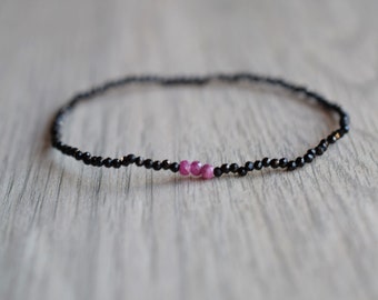 Tiny black tourmaline bracelet, protection bracelet, black tourmaline crystals, gifts for women