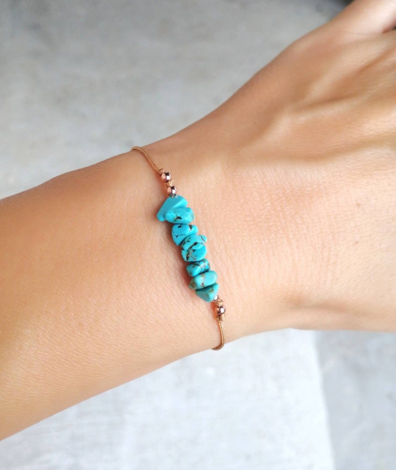 Turquoise Bracelet Turquoise Chips Bracelet Turquoise Etsy