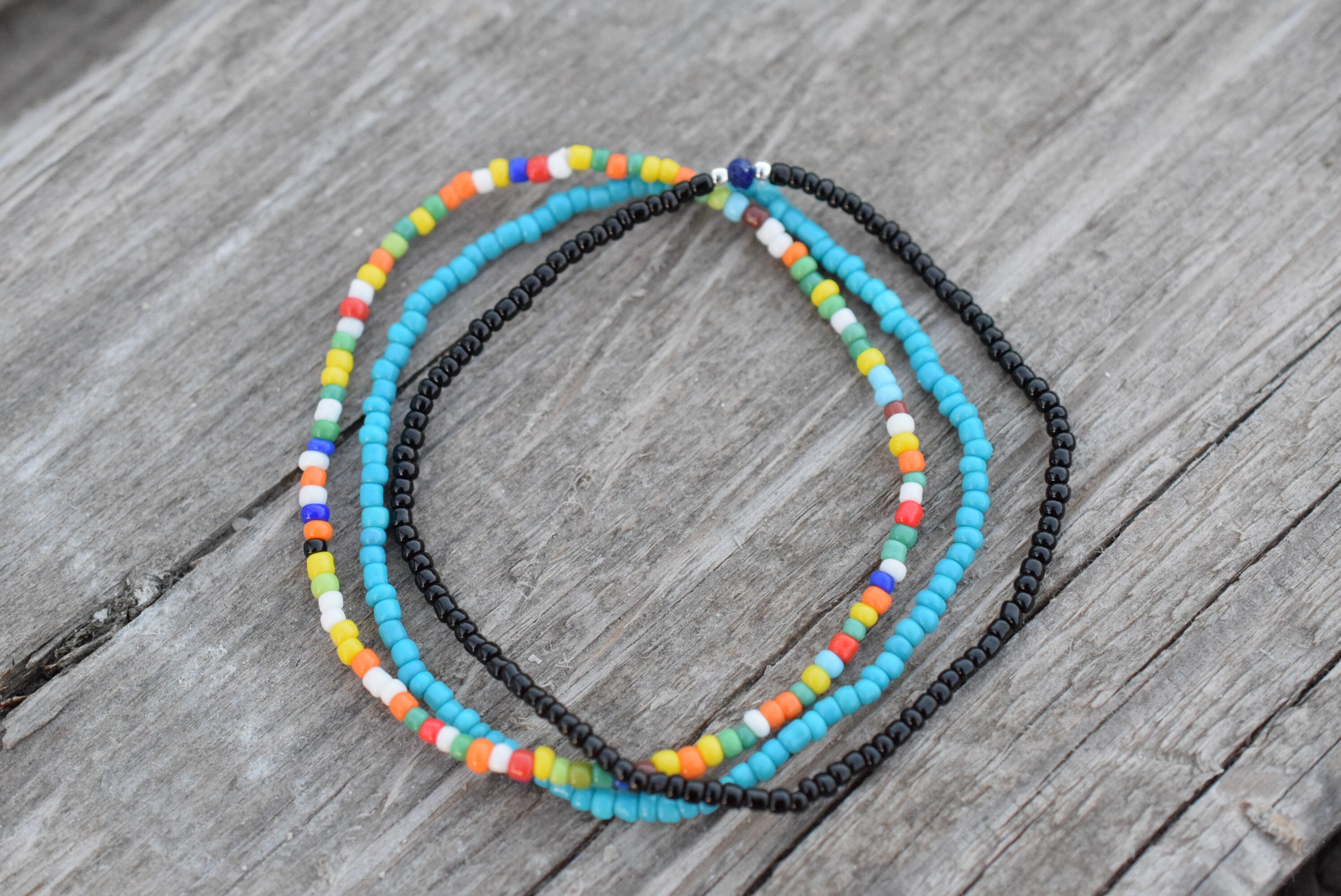 Multicolor bead bracelet, men's thin bead bracelet, beaded friendship