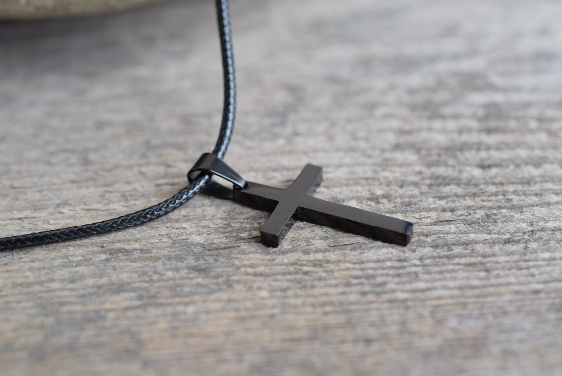 Men's Cross Necklace Men's Black Choker Men's Gift Etsy