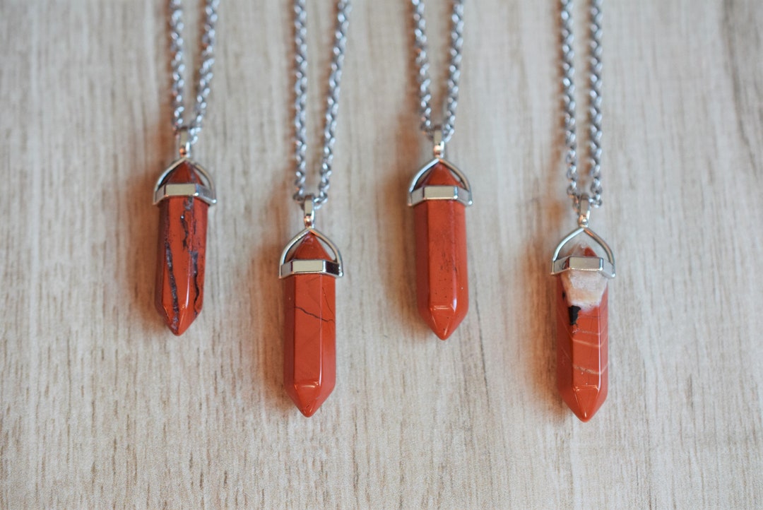Genuine Red Jasper Necklace, Healing Crystal Necklace, Red