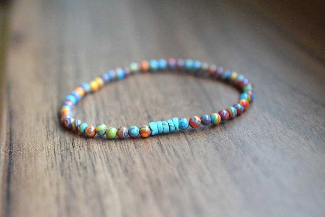 Multicolor Bead Bracelet Men's Thin Bead Bracelet Gift for Men Etsy
