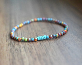 Bracciale con perline sottili multicolor, regalo per uomo