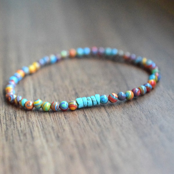 Multicolor bead bracelet men's thin bead bracelet gift for men