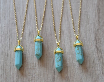 Turquoise necklace, turquoise gold necklace, turquoise jewelry, gift for woman