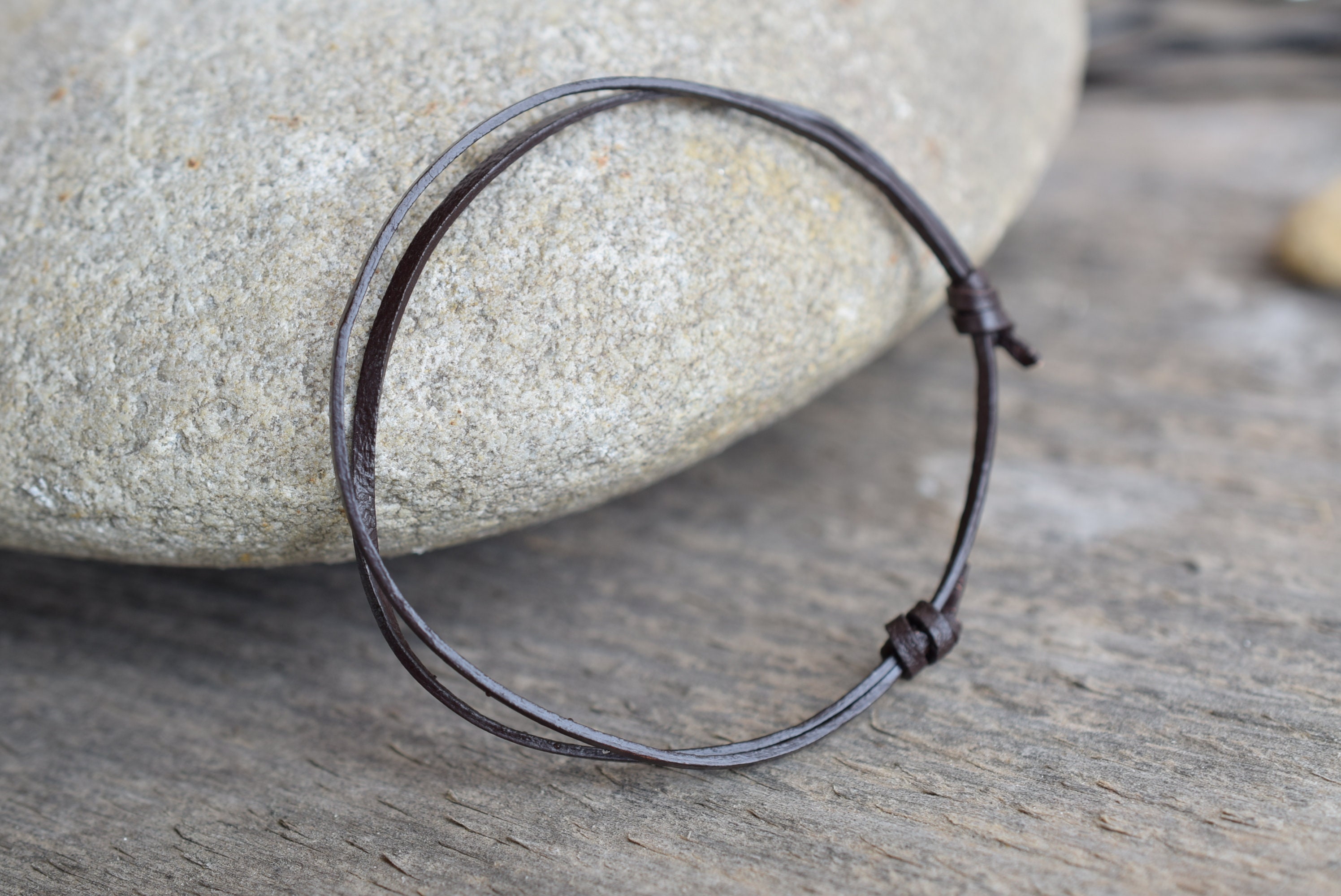 Men thin bracelet small gift for men leather cord bracelet