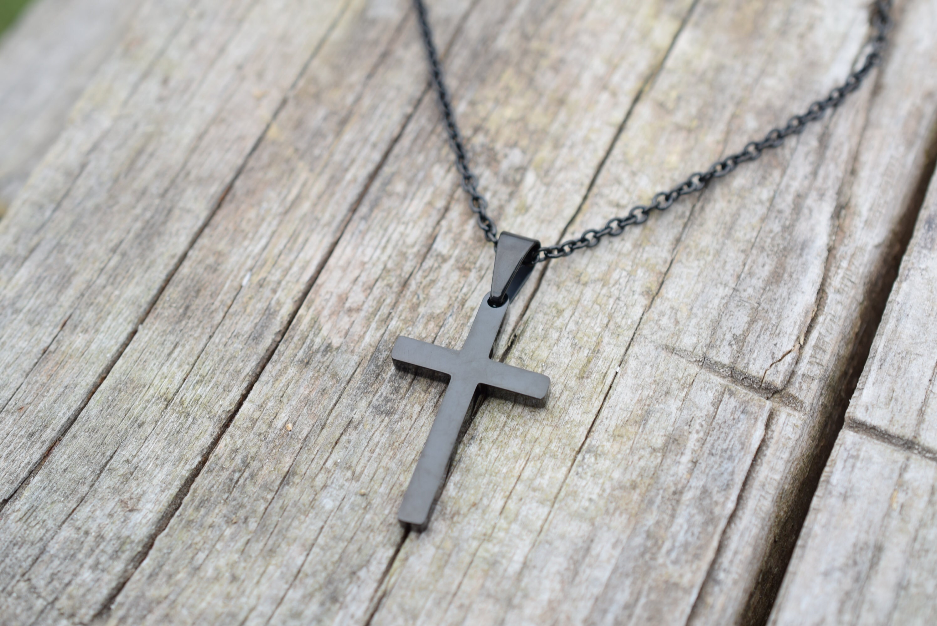 Men's cross necklace men's black chain necklace men's gift cross