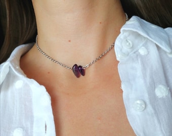 Amethyst ketting, ketting choker ketting, amethyst juwelen, gift voor vrouw