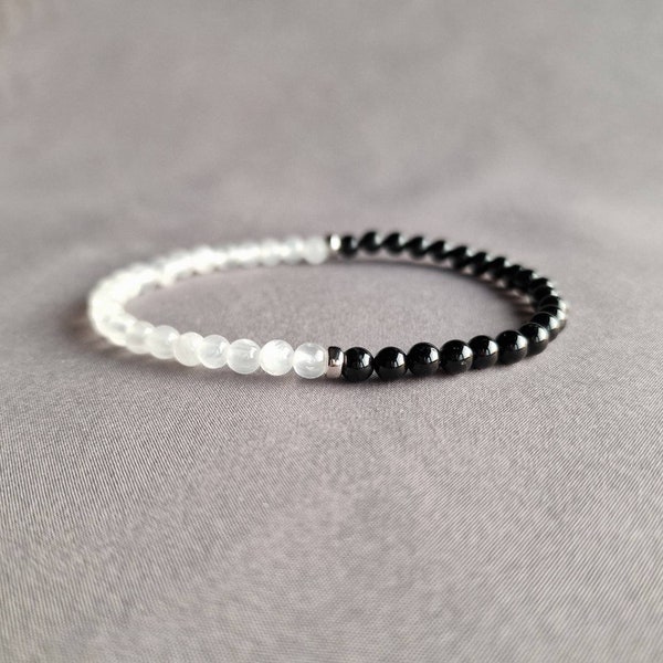 Black tourmaline bracelet, selenite bracelet, protection bracelet, black tourmaline jewelry, gift for women