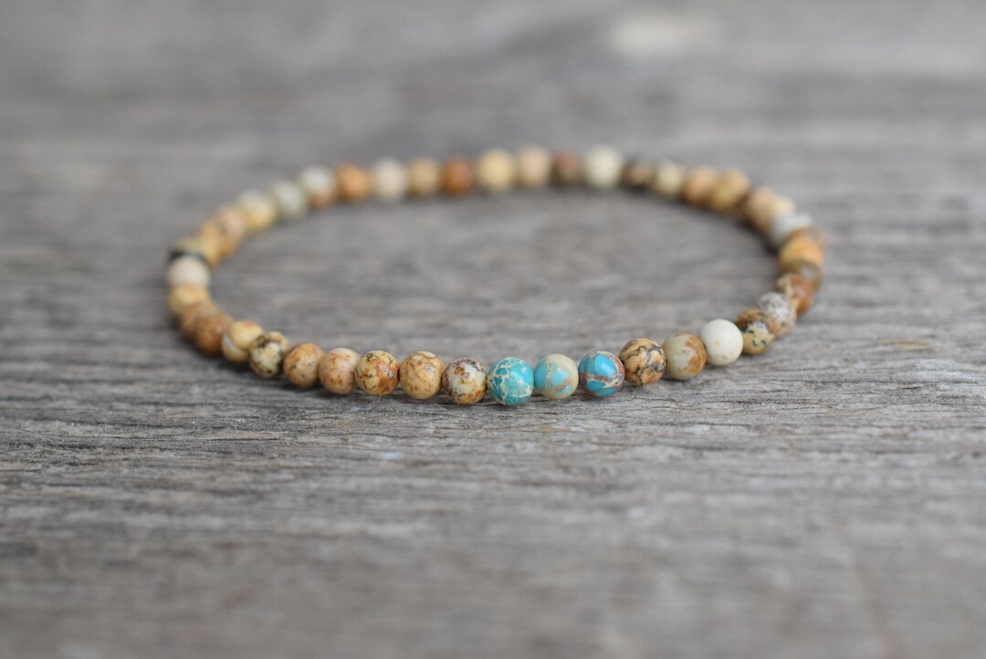 Men's Thin Bead Bracelet Petite Jasper Bracelet Gift for Etsy
