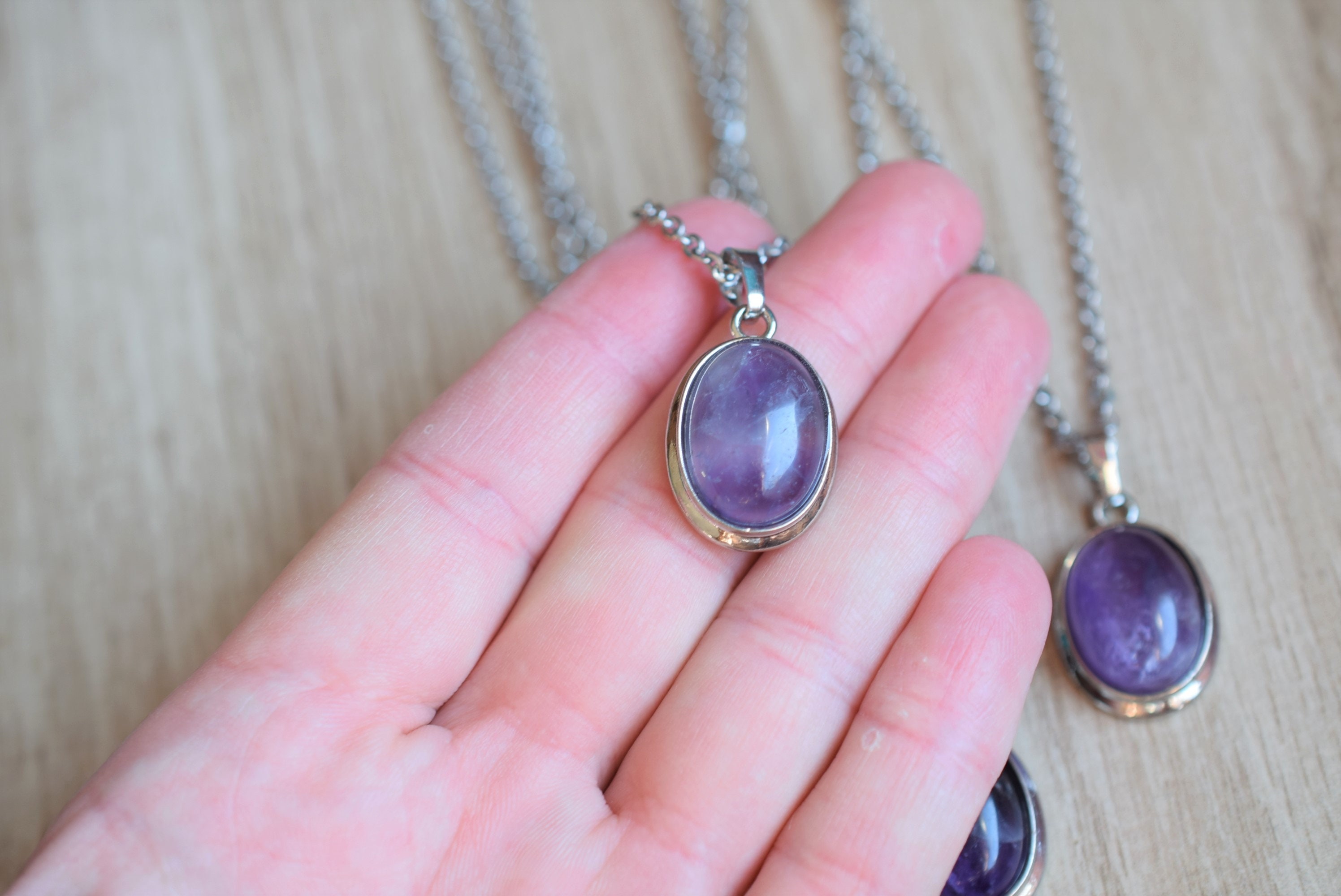 Amethyst necklace, healing crystal necklace, amethyst crystal pendant