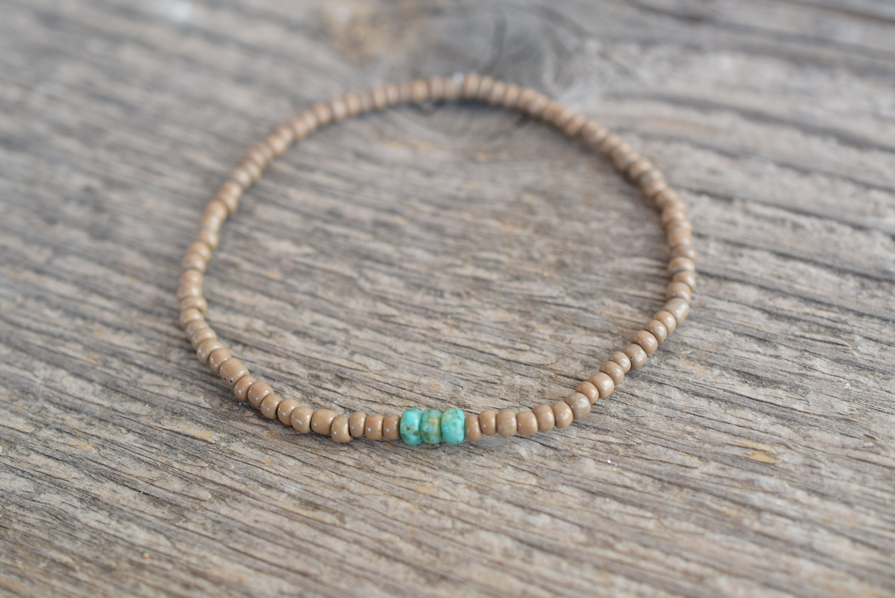 Mens thin bead bracelet mens brown beaded bracelet gift for men