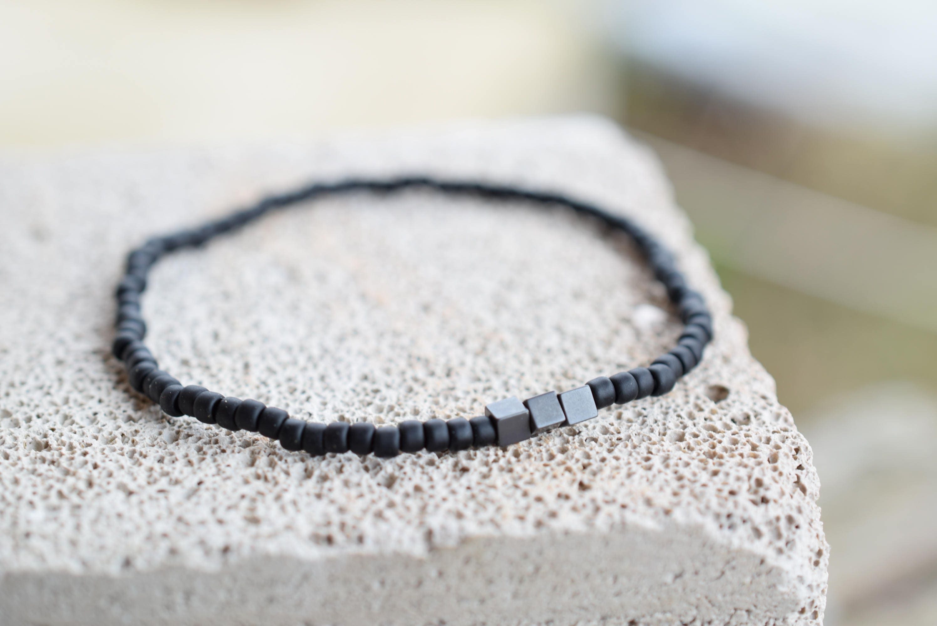 Mens black bead bracelet mens friendship bracelet men anklet