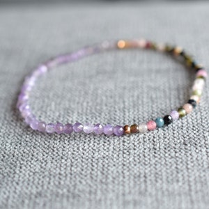 Petite multicolor tourmaline bracelet, amethyst bracelet, protection bracelet, gifts for women