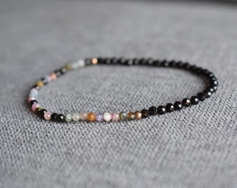 Black tourmaline bracelet, multicolor tourmaline bracelet, protection bracelet, black tourmaline crystals, gifts for women