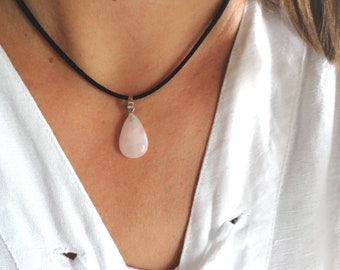 Rose quartz necklace, healing crystal necklace, healing crystal choker necklace, rose quartz jewelry