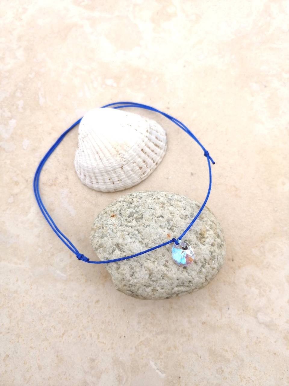 Blue string bracelet, blue string anklet, gift for woman, wish bracelet