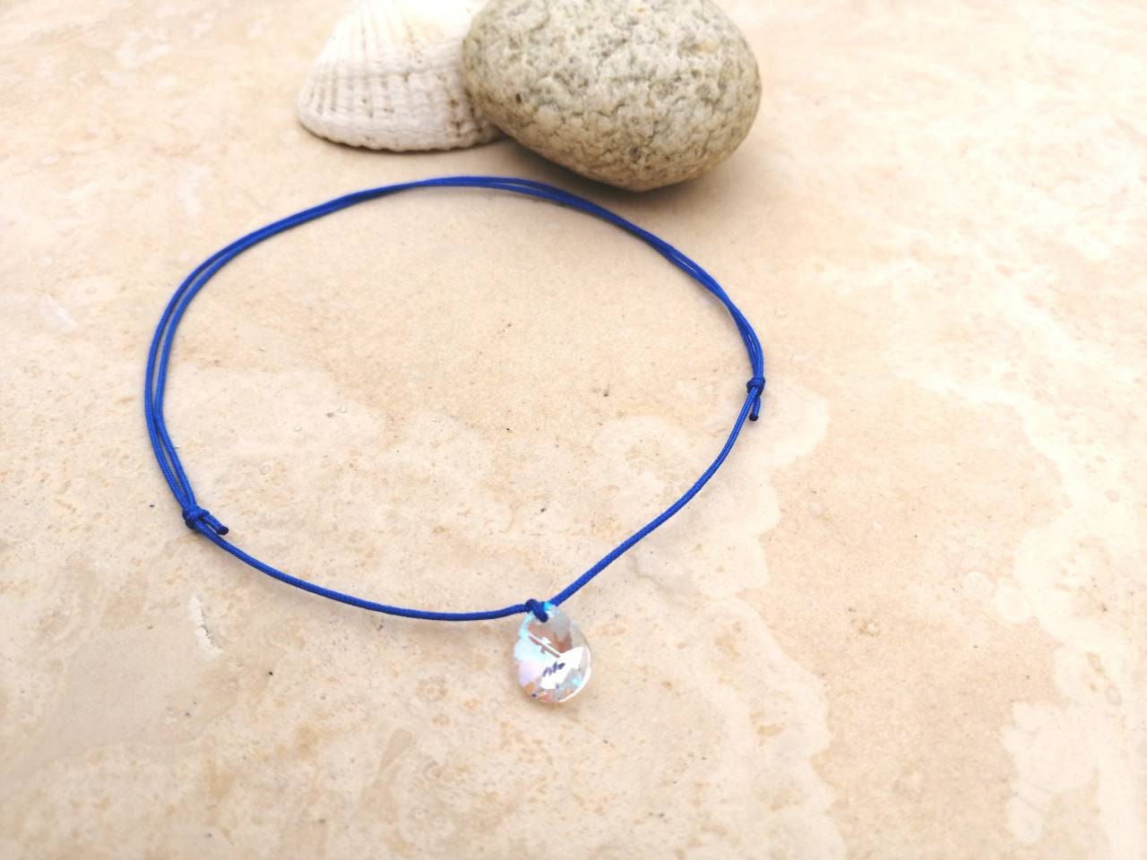 Blue string bracelet, blue string anklet, gift for woman, wish bracelet