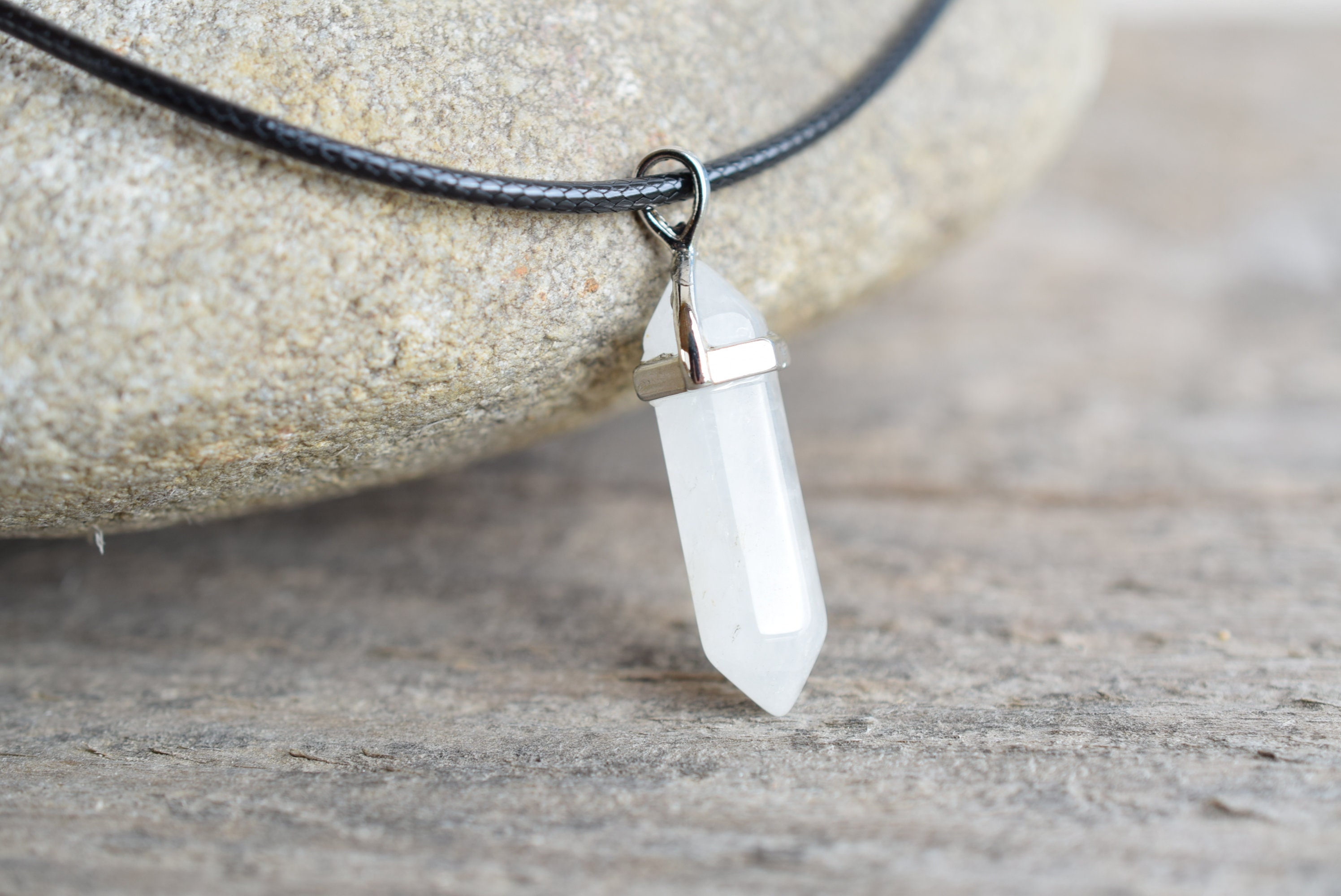 White quartz on sale crystal necklace