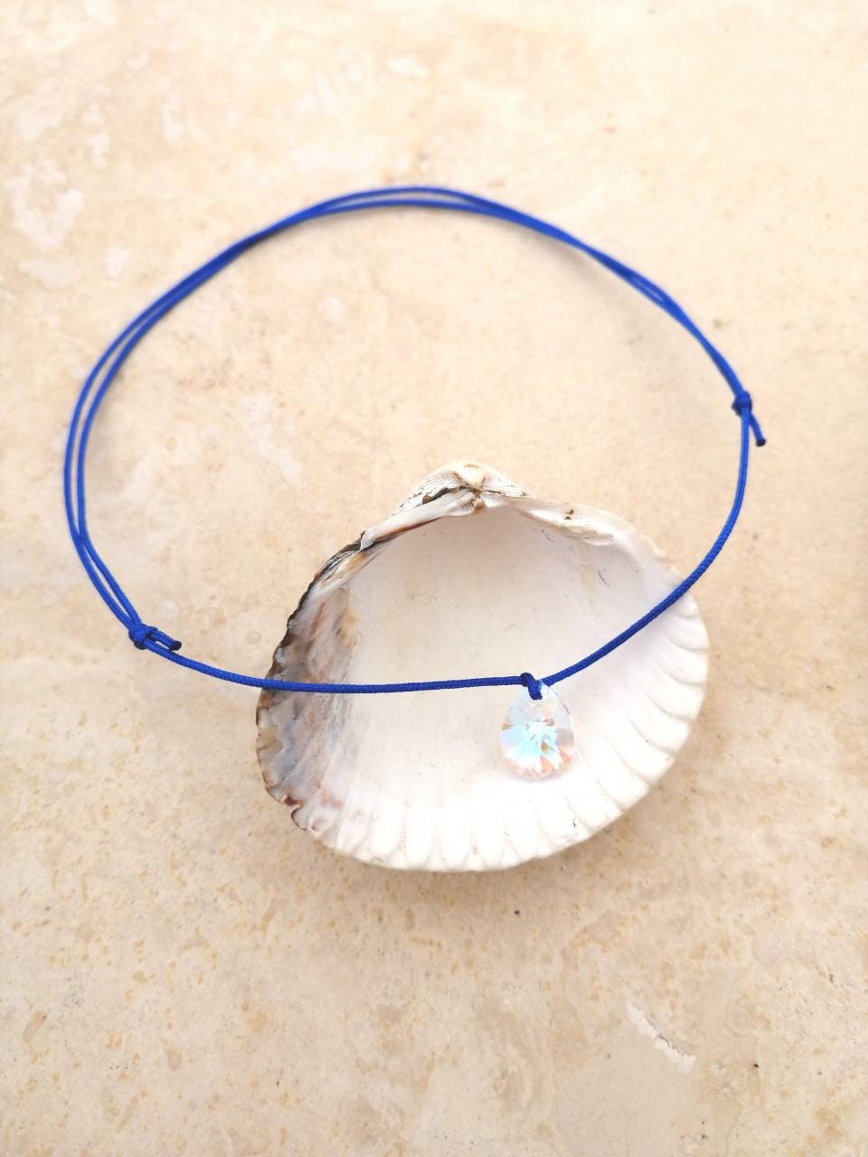 Blue string bracelet, blue string anklet, gift for woman, wish bracelet