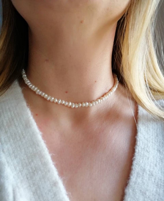 Beaded Baroque Pearl Necklace Pearl Choker Freshwater Pearl