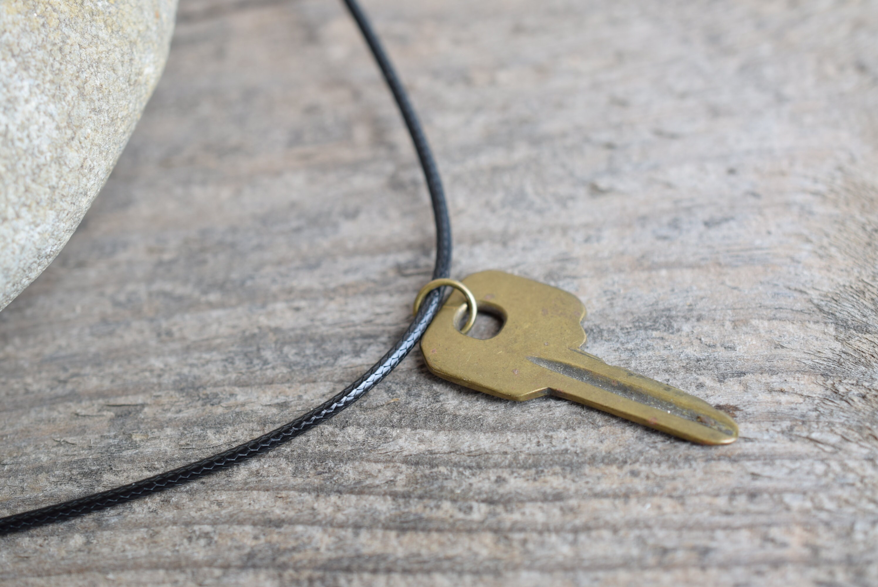 Vintage key necklace for men boho chic men's necklace men's black choker gift for him