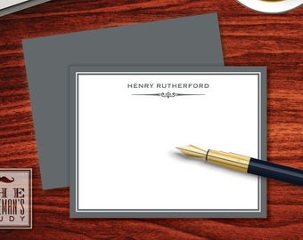 Gramercy Flat Note Cards - Personalized Stationery for Men - Masculine Monogram Stationary - Thank You Note - Correspondence Card for Man
