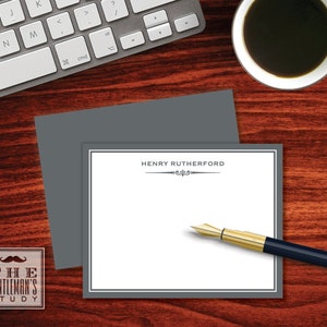 Gramercy Flat Note Cards - Personalized Stationery for Men - Masculine Monogram Stationary - Thank You Note - Correspondence Card for Man