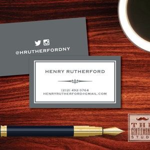 Gramercy Calling Cards - Masculine Executive Personal Business Cards - Contact Cards - Phone Email Instagram - for Professional Gentleman