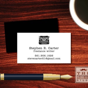 Typewriter Calling Cards - Masculine Personal Business Cards - Contact Cards for Men - Phone Email Instagram - Great for Professional Writer