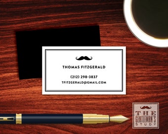 Moustache Calling Cards - Masculine Personal Business Cards - Hipster Contact Cards - Phone Email Instagram Cards for Beardos - Facial Hair