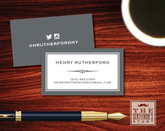 Gramercy Calling Cards - Masculine Executive Personal Business Cards - Contact Cards - Phone Email Instagram - for Professional Gentleman