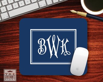 Regency Monogram Mousepad - Personalized Mouse Pad - Custom Printed Home Office Decor - Monogrammed Gift for Man - Gift for Coworker