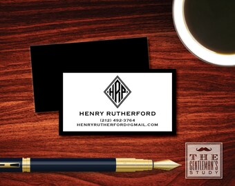 Diamond Monogram Calling Cards - Monogrammed Business Cards - Personal Contact Cards - Traditional Preppy Monogram - Masculine Calling Cards