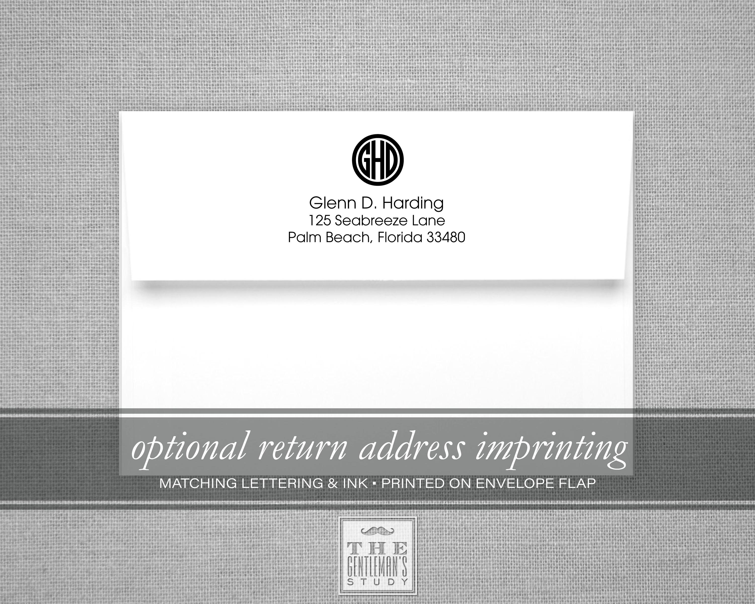 Circle Monogram Folded Note Cards - Personalized Stationery With ...