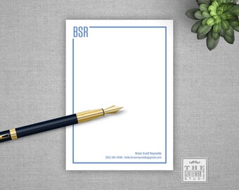 Oxford Monogram Notepads • 5x7 Personalized Memo Pads with Border
