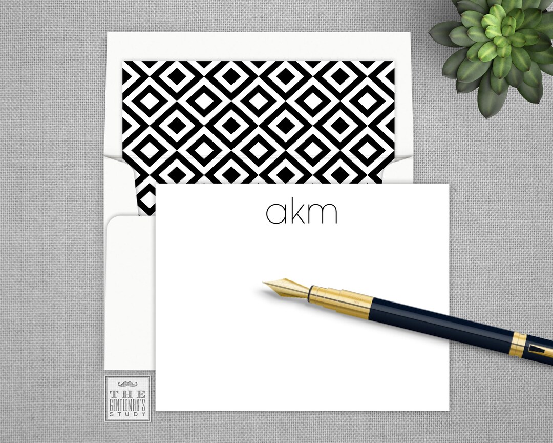 Modern Flat Note Cards - Monogrammed Correspondence Card Stationery ...