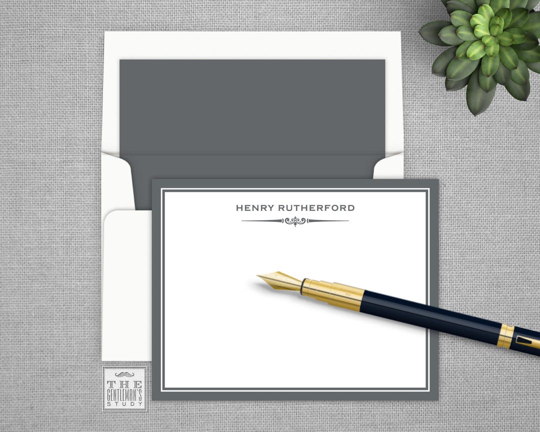 Courtesy Note Card Gramercy Flat Note Cards - Personalized Correspondence Card Stationery ...