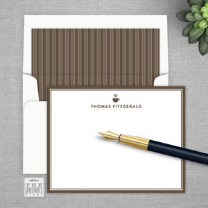 Espresso Flat Note Cards - Correspondence Cards Stationery Set with Coffee Cup Artwork