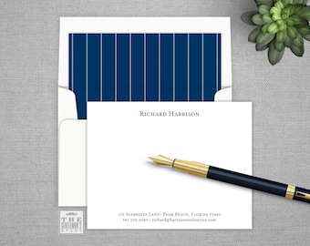 Clarity Personalized Flat Notecards – Traditional Stationery Cards with Optional Lined Envelopes
