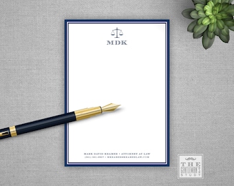 Scales of Justice Notepad - 5" x 7" Personalized Memo Pads for Lawyer, Judge or Paralegal