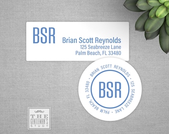 Oxford Monogram Return Address Labels - Personalized Envelope Stickers