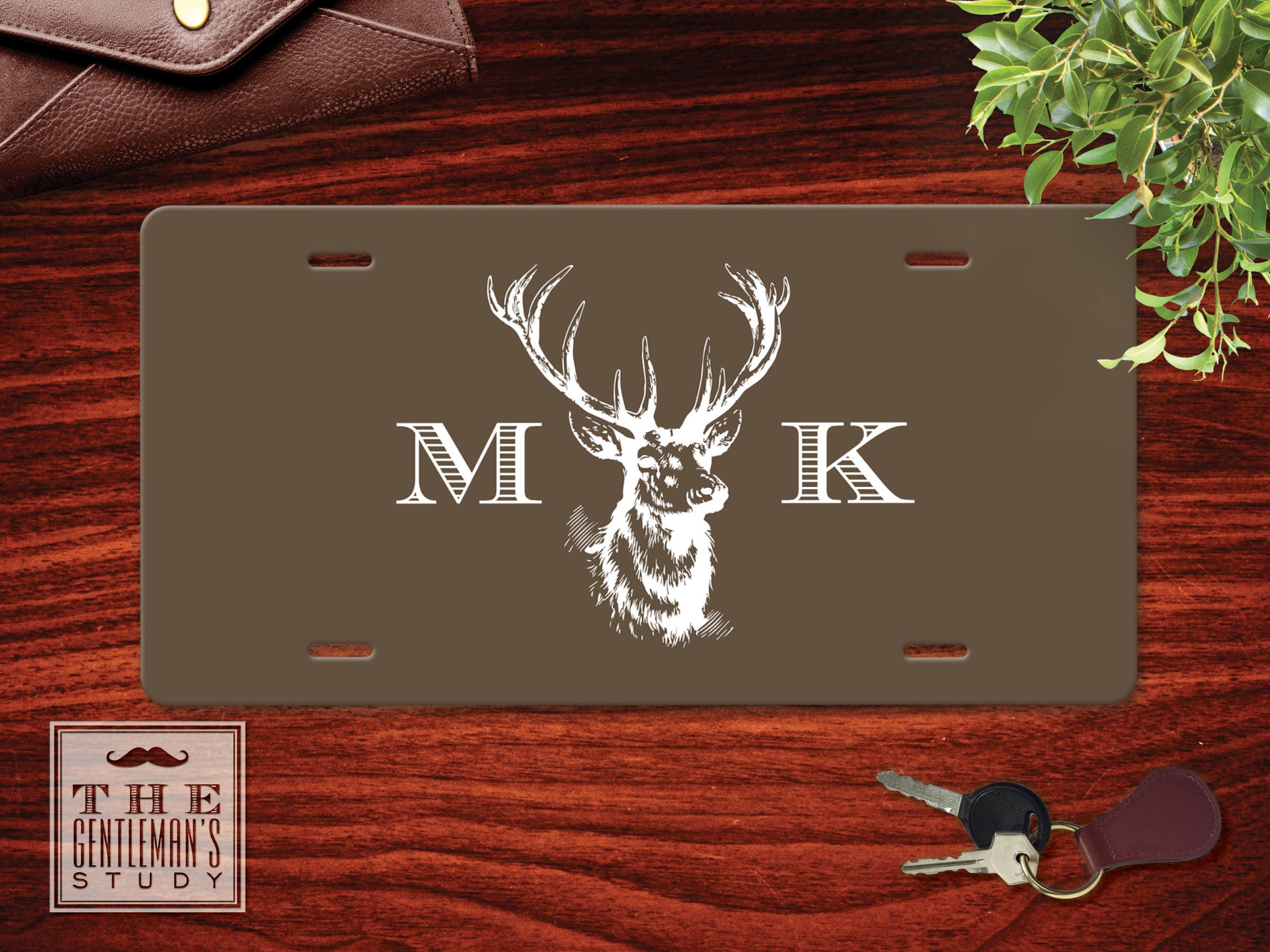 Personalized Browning Deer Heads Heart License Plate Custom Name Auto Tag Buck 
