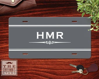 Gramercy Monogrammed License Plate - Personalized Car Tag - Front Vanity Plate - Custom Auto Accessory for Men - Custom License Plate