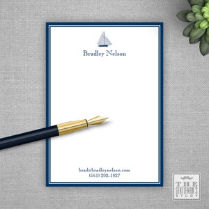 Sailboat Notepad - 5&quot; x 7&quot; Personalized Nautical Memo Pads