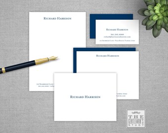 Clarity Personalized Stationery Bundle • Notepad, Flat and Folded Notecards & Calling Cards